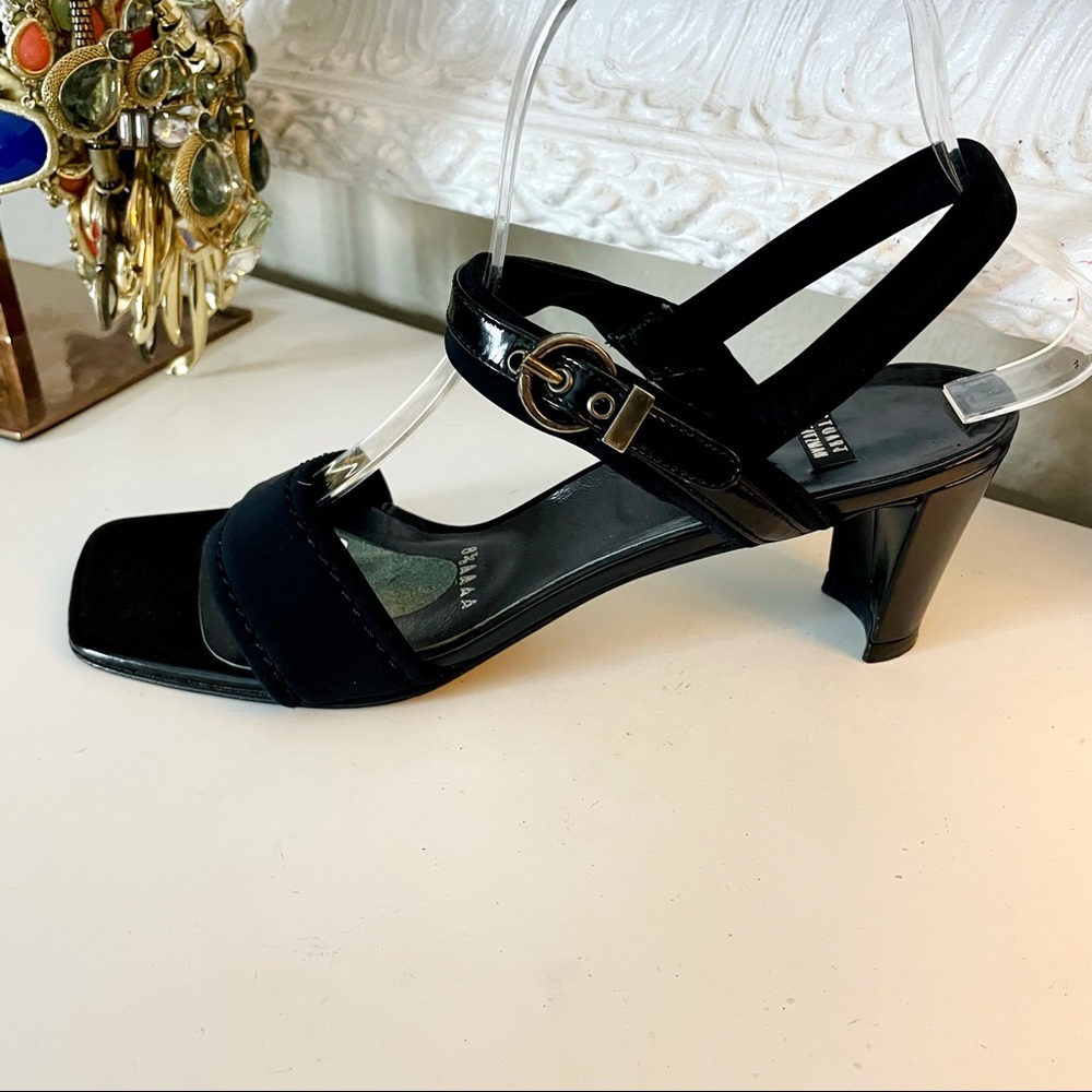 Stuart Weitzman black elastic sandals